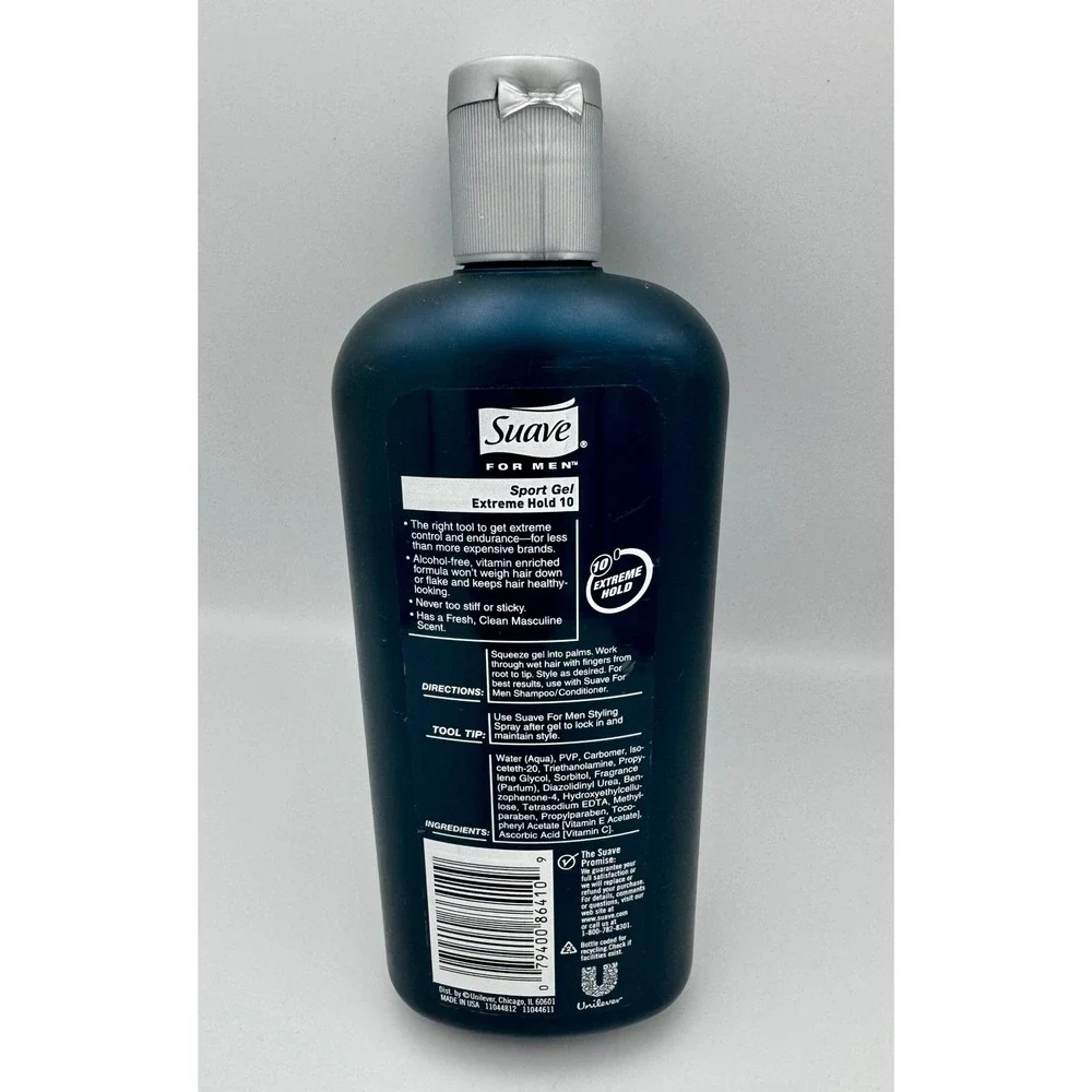 Suave For Men Sport Gel Extreme Hold 10 Alcohol Free Hair Styling Gel 13oz HTF